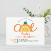 Invitation Boho Arc-en-ciel premier anniversaire, ananas (Debout devant)