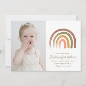 Invitation Boho Arc-en-ciel Sexe Neutre Anniversaire Photo (Devant)