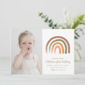 Invitation Boho Arc-en-ciel Sexe Neutre Anniversaire Photo (Debout devant)