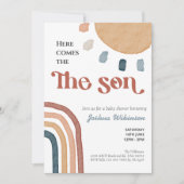 Invitation Boho arc-en-ciel vient ici le baby shower Son (Devant)