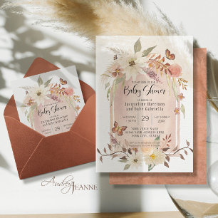 Invitation BOHO Arc Moderne Automne Floral Automne Papillon I