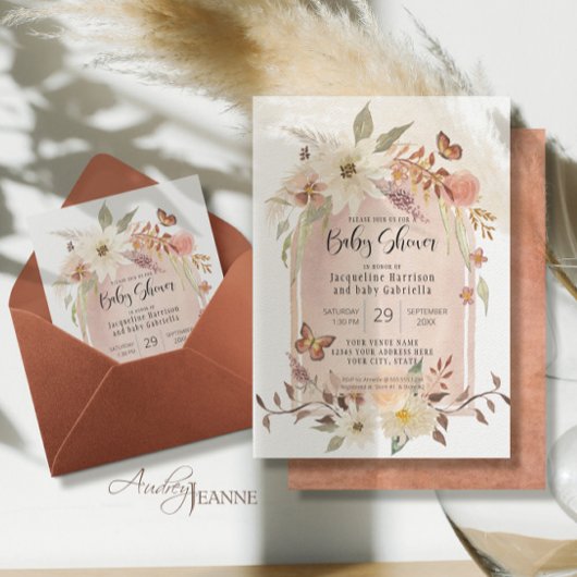 Invitation BOHO Arc Moderne Automne Floral Automne Papillon I