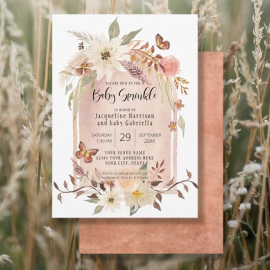 Invitation BOHO Arc Moderne Automne Floral Butterfly Sprinkin