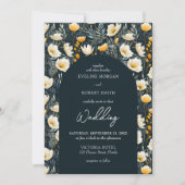 Invitation Boho arc vert foncé jaune ivoire fleurs sauvages (Devant)