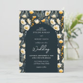 Invitation Boho arc vert foncé jaune ivoire fleurs sauvages (Debout devant)