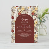 Invitation Boho arceau couleur crème rouge jaune fleur sauvag (Debout devant)