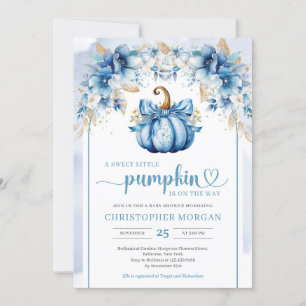 Invitation Boho arch aquarelle bleu citrouille bleu poussiére
