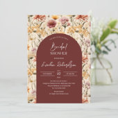 Invitation Boho arch aquarelle bordeaux jaune fleurs sauvages (Debout devant)