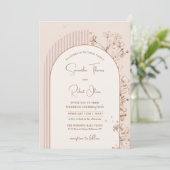 Invitation Boho arch aquarelle ivoire neutre fleurs beige (Debout devant)