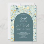Invitation Boho arch aquarelle pastel vert fleurs sauvages (Devant)
