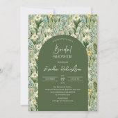 Invitation Boho arch aquarelle vert pâle fleur sauvage de pri (Devant)