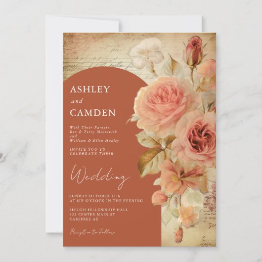 Invitation Boho Arch Automne Terracotta Mariage (Devant)