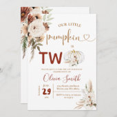 Invitation Boho Arch Blanc Citrouille 2e anniversaire Pampas  (Devant / Derrière)