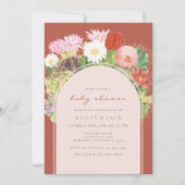 Invitation Boho Arch Cactus Blooming Desert Baby shower (Devant)