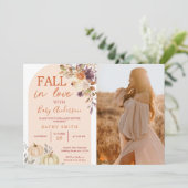 Invitation Boho Arch Chute en amour Baby shower Floral Rustiq (Debout devant)