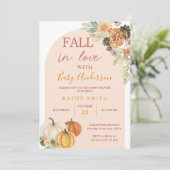 Invitation Boho Arch Chute en amour Baby shower Floral Rustiq (Debout devant)