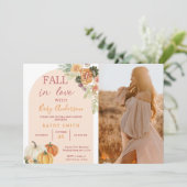 Invitation Boho Arch Chute en amour Baby shower Floral Rustiq (Debout devant)