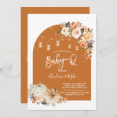Invitation Boho Arch Citrouille d'automne Baby shower BabyQ (Devant / Derrière)
