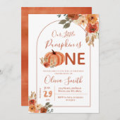Invitation Boho Arch Citrouille orange brûlé 1er anniversaire (Devant / Derrière)