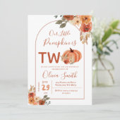 Invitation Boho Arch Citrouille orange brûlé 2e anniversaire (Debout devant)