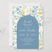 Invitation Boho arch coloré bleu clair fleurs sauvages (Devant)