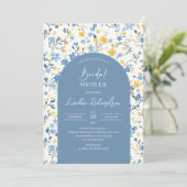 Invitation Boho arch coloré bleu clair fleurs sauvages (Debout devant)