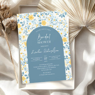 Invitation Boho arch coloré bleu clair fleurs sauvages