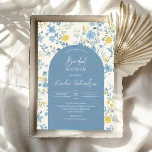 Invitation Boho arch coloré bleu clair fleurs sauvages