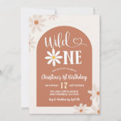 Invitation Boho Arch Daisy Wild One Premier Anniversaire (Devant)