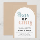 Invitation Boho Arch Desert Révélation de genre garçon ou fil (Devant / Derrière)