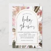 Invitation Boho Arch Dusty Baby shower rose bordeaux (Devant)