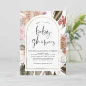 Invitation Boho Arch Dusty Baby shower rose bordeaux (Debout devant)