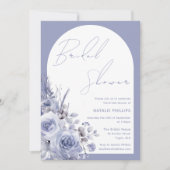 Invitation Boho Arch Dusty Blue Floral Fête des mariées (Devant)