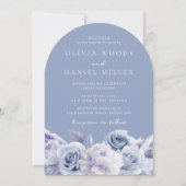 Invitation Boho Arch Dusty Blue Floral Mariage (Devant)