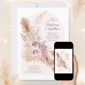 Invitation Boho Arch Dusty Rose Flowy Mariage floral