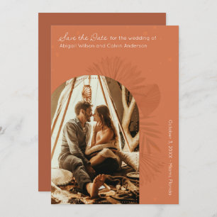 Invitation Boho Arch et Palm Terracotta Enregistrer la date