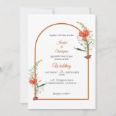 Invitation Boho Arch Fleur sauvage Orange Mariage (Devant)