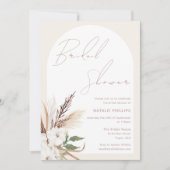 Invitation Boho Arch Floral Beige Creme Fête des mariées (Devant)