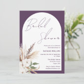 Invitation Boho Arch Floral Purple Plum Bridal Shower (Debout devant)