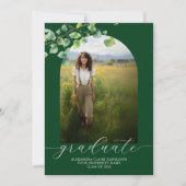 Invitation Boho Arch Ivy Forest Green Graduation (Devant)