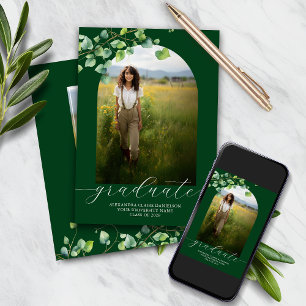 Invitation Boho Arch Ivy Forest Green Graduation