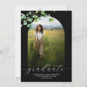 Invitation Boho Arch Ivy, Graduation Noire (Devant)