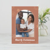 Invitation Boho Arch Noël flocons de neige en terre cuite Pho (Debout devant)