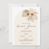 Invitation Boho Arch Pampas Grass Fête des mariées Florale (Devant)