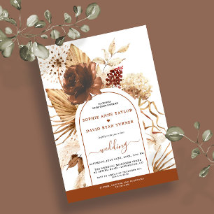 Invitation Boho Arch Pampas Grass Floral Terracotta Mariage