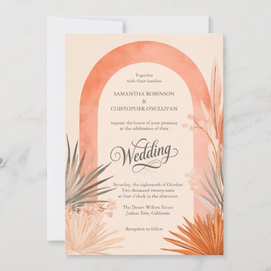 Invitation Boho Arch Pampas Grass Wedding (Devant)