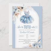 Invitation Boho arch pampas herbe bleu tutu robe Baby shower (Devant)