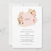 Invitation Boho arch pampas herbe rose pâle mariage initial (Devant)