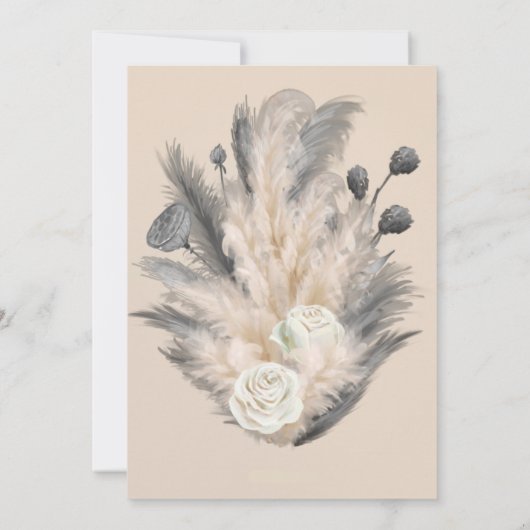 Invitation Boho Arch Pampas Partie d'engagement Floral Grass (Dos)