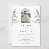 Invitation Boho Arch Photo Fleurs sauvages tout en un Mariage (Devant)